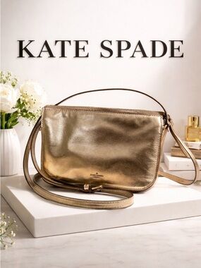 Vintage Kate Spade Metallic Gold Leather Crossbody Purse